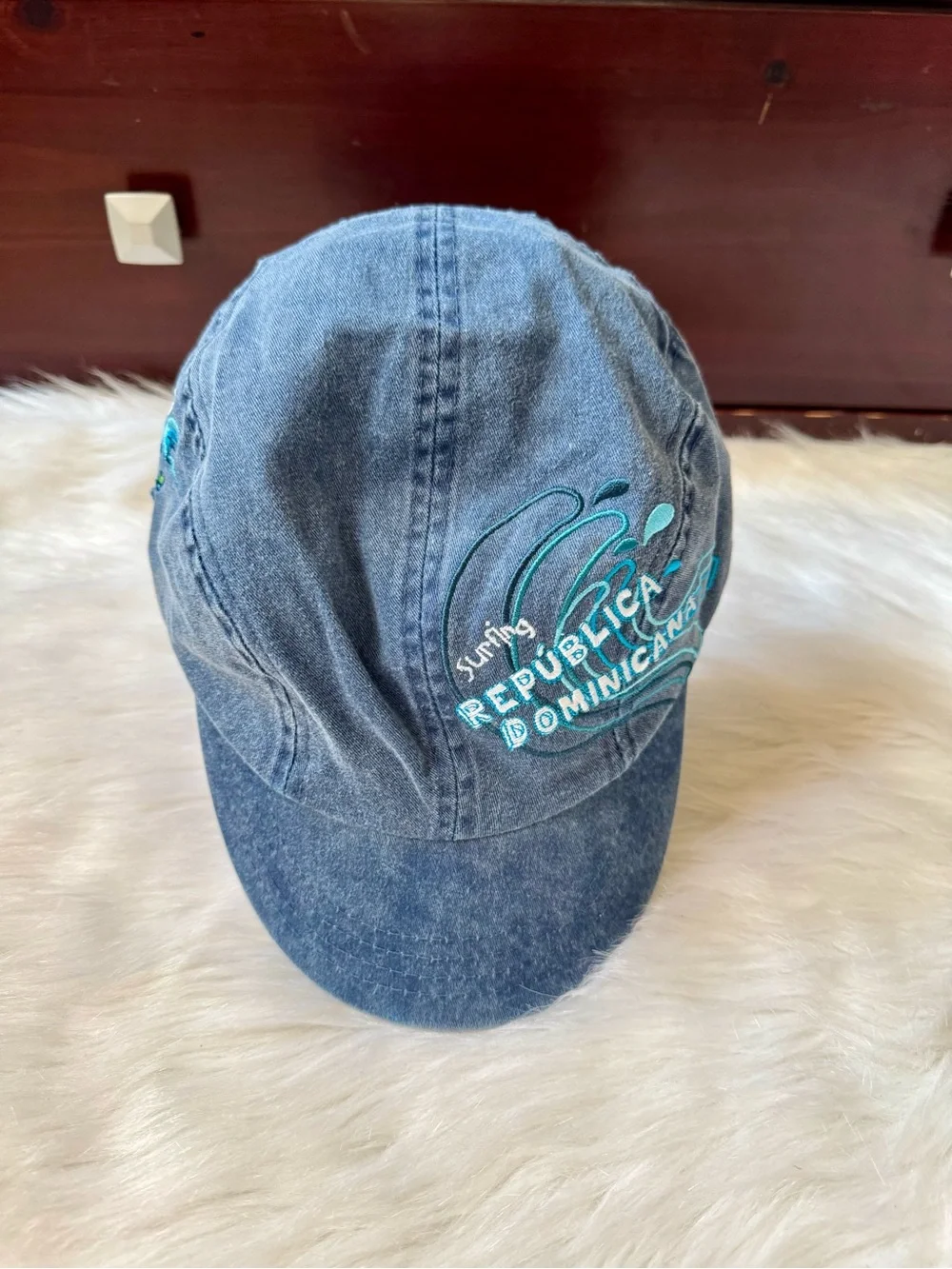 Republica Dominicana Denim Wave Cap Embroidered Baseball Cap Women’s Adjustable